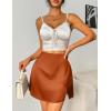 imageZeagoo Mini Skirts for Women Satin Silk High Waisted Sexy Split Slit Hem Aline Zipper Party Short SkirtCaramel