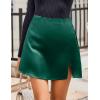imageZeagoo Mini Skirts for Women Satin Silk High Waisted Sexy Split Slit Hem Aline Zipper Party Short SkirtGreen