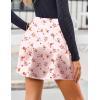 imageZeagoo Mini Skirts for Women Satin Silk High Waisted Sexy Split Slit Hem Aline Zipper Party Short SkirtPink Floral