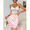 imageZeagoo Mini Skirts for Women Satin Silk High Waisted Sexy Split Slit Hem Aline Zipper Party Short SkirtPink Floral
