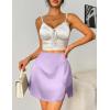 imageZeagoo Mini Skirts for Women Satin Silk High Waisted Sexy Split Slit Hem Aline Zipper Party Short SkirtPurple