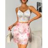 imageZeagoo Mini Skirts for Women Satin Silk High Waisted Sexy Split Slit Hem Aline Zipper Party Short SkirtRose Floral