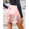 imageZeagoo Mini Skirts for Women Satin Silk High Waisted Sexy Split Slit Hem Aline Zipper Party Short SkirtRose Floral