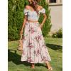 imageZeagoo Skirts for Women Summer Boho Casual Maxi Flowy Elastic High Waist ALine Tiered Swing Floral Long Skirts with PocketsBeige Floral