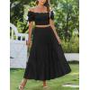 imageZeagoo Skirts for Women Summer Boho Casual Maxi Flowy Elastic High Waist ALine Tiered Swing Floral Long Skirts with PocketsBlack