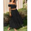 imageZeagoo Skirts for Women Summer Boho Casual Maxi Flowy Elastic High Waist ALine Tiered Swing Floral Long Skirts with PocketsBlack