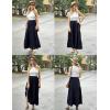 imageZeagoo Skirts for Women Summer Boho Casual Maxi Flowy Elastic High Waist ALine Tiered Swing Floral Long Skirts with PocketsBlack