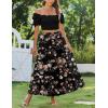 imageZeagoo Skirts for Women Summer Boho Casual Maxi Flowy Elastic High Waist ALine Tiered Swing Floral Long Skirts with PocketsBlack Floral 02