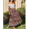 imageZeagoo Skirts for Women Summer Boho Casual Maxi Flowy Elastic High Waist ALine Tiered Swing Floral Long Skirts with PocketsMulticoloured