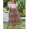 imageZeagoo Skirts for Women Summer Boho Casual Maxi Flowy Elastic High Waist ALine Tiered Swing Floral Long Skirts with PocketsMulticoloured