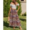imageZeagoo Skirts for Women Summer Boho Casual Maxi Flowy Elastic High Waist ALine Tiered Swing Floral Long Skirts with PocketsMulticoloured