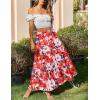 imageZeagoo Skirts for Women Summer Boho Casual Maxi Flowy Elastic High Waist ALine Tiered Swing Floral Long Skirts with PocketsRed Floral