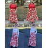 imageZeagoo Skirts for Women Summer Boho Casual Maxi Flowy Elastic High Waist ALine Tiered Swing Floral Long Skirts with PocketsRed Floral