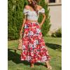 imageZeagoo Skirts for Women Summer Boho Casual Maxi Flowy Elastic High Waist ALine Tiered Swing Floral Long Skirts with PocketsRed Floral