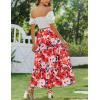 imageZeagoo Skirts for Women Summer Boho Casual Maxi Flowy Elastic High Waist ALine Tiered Swing Floral Long Skirts with PocketsRed Floral