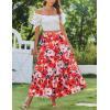 imageZeagoo Skirts for Women Summer Boho Casual Maxi Flowy Elastic High Waist ALine Tiered Swing Floral Long Skirts with PocketsRed Floral