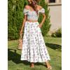 imageZeagoo Skirts for Women Summer Boho Casual Maxi Flowy Elastic High Waist ALine Tiered Swing Floral Long Skirts with PocketsWhite Floral