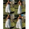 imageZeagoo Skirts for Women Summer Boho Casual Maxi Flowy Elastic High Waist ALine Tiered Swing Floral Long Skirts with PocketsWhite Floral
