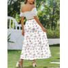 imageZeagoo Skirts for Women Summer Boho Casual Maxi Flowy Elastic High Waist ALine Tiered Swing Floral Long Skirts with PocketsWhite Floral