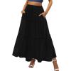 imageZeagoo Womens Casual Maxi Skirts for Women 2025 High Waist Boho Skirts Floral Printed Long Flowy Skirt with PocketsBlack