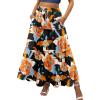 imageZeagoo Womens Casual Maxi Skirts for Women 2025 High Waist Boho Skirts Floral Printed Long Flowy Skirt with PocketsBlackfloralprinted
