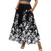 imageZeagoo Womens Casual Maxi Skirts for Women 2025 High Waist Boho Skirts Floral Printed Long Flowy Skirt with PocketsBlckprinted