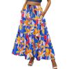 imageZeagoo Womens Casual Maxi Skirts for Women 2025 High Waist Boho Skirts Floral Printed Long Flowy Skirt with PocketsBlue Floral