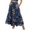imageZeagoo Womens Casual Maxi Skirts for Women 2025 High Waist Boho Skirts Floral Printed Long Flowy Skirt with PocketsBlue Floral Printed