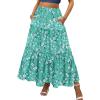 imageZeagoo Womens Casual Maxi Skirts for Women 2025 High Waist Boho Skirts Floral Printed Long Flowy Skirt with PocketsGreenfloralprinted