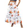 imageZeagoo Womens Casual Maxi Skirts for Women 2025 High Waist Boho Skirts Floral Printed Long Flowy Skirt with PocketsRed Floral