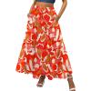 imageZeagoo Womens Casual Maxi Skirts for Women 2025 High Waist Boho Skirts Floral Printed Long Flowy Skirt with PocketsRedprinted