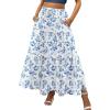 imageZeagoo Womens Casual Maxi Skirts for Women 2025 High Waist Boho Skirts Floral Printed Long Flowy Skirt with PocketsWhitefloral Printed