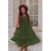 imageZeagoo Womens Long Maxi Skirts Tiered Elastic High Waist Boho Double Layered Print ALine Casual Midi DressArmy Green