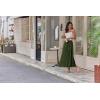 imageZeagoo Womens Long Maxi Skirts Tiered Elastic High Waist Boho Double Layered Print ALine Casual Midi DressArmy Green