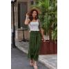 imageZeagoo Womens Long Maxi Skirts Tiered Elastic High Waist Boho Double Layered Print ALine Casual Midi DressArmy Green