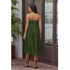 imageZeagoo Womens Long Maxi Skirts Tiered Elastic High Waist Boho Double Layered Print ALine Casual Midi DressArmy Green