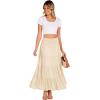 imageZeagoo Womens Long Maxi Skirts Tiered Elastic High Waist Boho Double Layered Print ALine Casual Midi DressBeige