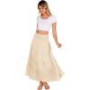 imageZeagoo Womens Long Maxi Skirts Tiered Elastic High Waist Boho Double Layered Print ALine Casual Midi DressBeige