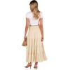 imageZeagoo Womens Long Maxi Skirts Tiered Elastic High Waist Boho Double Layered Print ALine Casual Midi DressBeige