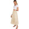 imageZeagoo Womens Long Maxi Skirts Tiered Elastic High Waist Boho Double Layered Print ALine Casual Midi DressBeige