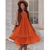 imageZeagoo Womens Long Maxi Skirts Tiered Elastic High Waist Boho Double Layered Print ALine Casual Midi DressCaramel