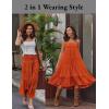 imageZeagoo Womens Long Maxi Skirts Tiered Elastic High Waist Boho Double Layered Print ALine Casual Midi DressCaramel