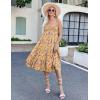 imageZeagoo Womens Long Maxi Skirts Tiered Elastic High Waist Boho Double Layered Print ALine Casual Midi DressColorful Floral