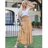 imageZeagoo Womens Long Maxi Skirts Tiered Elastic High Waist Boho Double Layered Print ALine Casual Midi DressColorful Floral