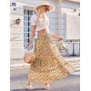 imageZeagoo Womens Long Maxi Skirts Tiered Elastic High Waist Boho Double Layered Print ALine Casual Midi DressColorful Floral