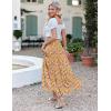 imageZeagoo Womens Long Maxi Skirts Tiered Elastic High Waist Boho Double Layered Print ALine Casual Midi DressColorful Floral