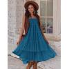 imageZeagoo Womens Long Maxi Skirts Tiered Elastic High Waist Boho Double Layered Print ALine Casual Midi DressLake Blue