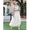 imageZeagoo Womens Long Maxi Skirts Tiered Elastic High Waist Boho Double Layered Print ALine Casual Midi DressPattern 3