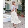 imageZeagoo Womens Long Maxi Skirts Tiered Elastic High Waist Boho Double Layered Print ALine Casual Midi DressPattern 3