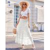 imageZeagoo Womens Long Maxi Skirts Tiered Elastic High Waist Boho Double Layered Print ALine Casual Midi DressPattern 3